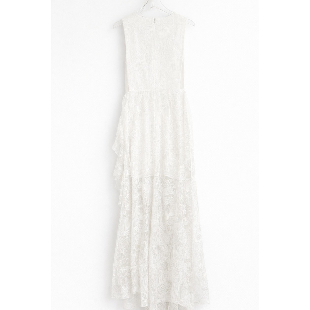 ONE33 Social White Lace Ruffle Midi Dress Size 4 High-Low Formal Bridal Party - Picture 5 of 16